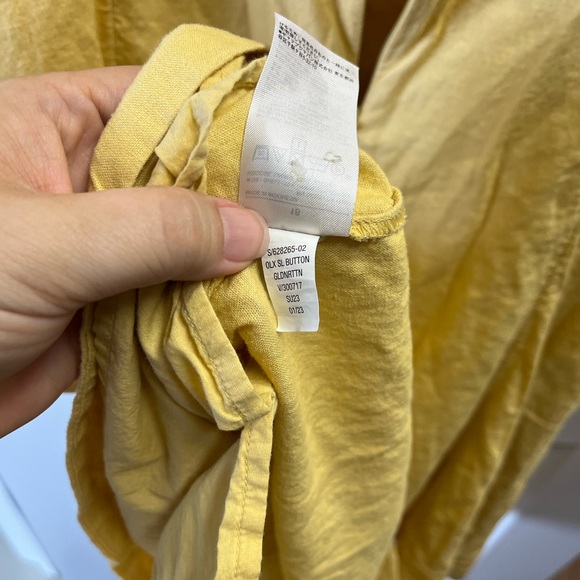 Banana Republic Linen Blend Button Front Sleeveless Yellow Dress - Picture 5 of 7